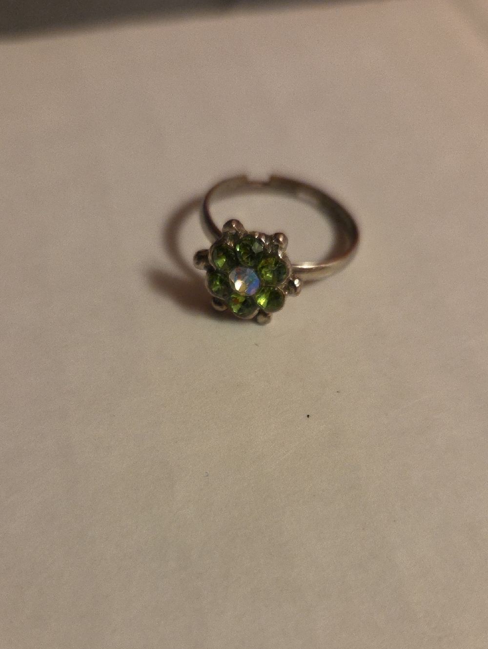 Sterling Silver Green Crystal Cluster Ring - Fashion Ring